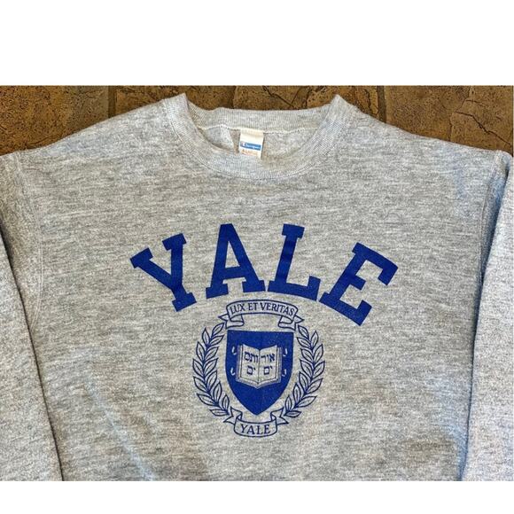 Vintage Yale University Champion Crewneck Sweatshirt Gray XL - Picture 2 of 4